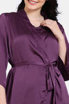 Zivame Paradise Garden Woven Robe - Dark Purple — thumbnail 5